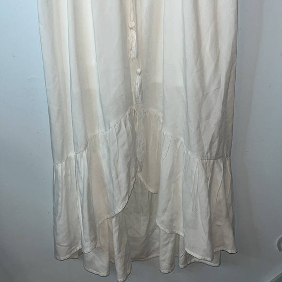 Indigo Rose Size Large Ruffle Sleeveless Button Front Off White High Low Dress - Picture 3 of 10